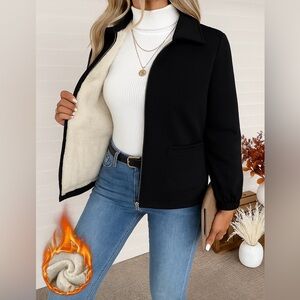 Women's Black Fleece-Lined Jacket